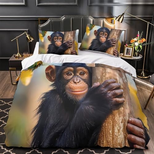 Parure de lit bébé chimpanzé 140x200 microfibre avec housse de couette single - 2