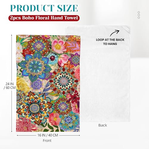 Dermalyx 2 Piezas de Toallas de Cocina Boho Flores, Juego Decorativo, Coloridas Toallas de Cocina absorbentes, paños de té, Toallas de Bar, decoración de Cocina, cocinar, - imagen 2