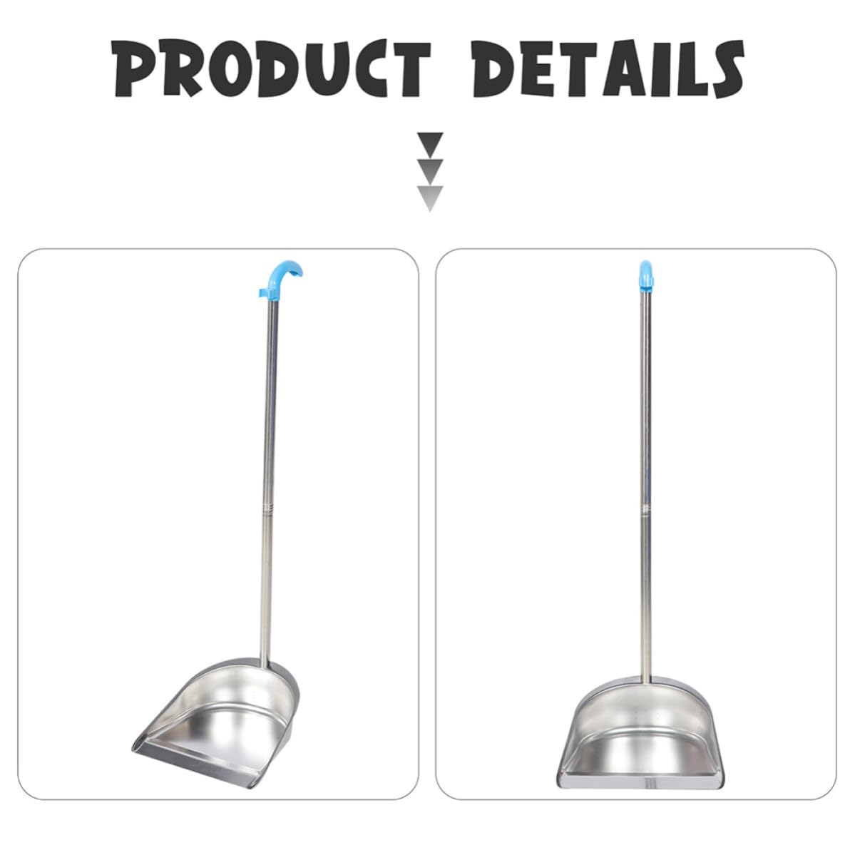 TEHAUX Recogedor de Basura de Acero Inoxidable y Almacenamiento Conveniente Mango Largo y Diseño Desmontable Capacidad Grande para Limpieza Doméstica