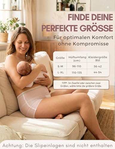 Mrs. Mum Wochenbett Unterwäsche I 8 STK. I DERMATEST: SEHR GUT I Made in EU I Öko-Tex I Wöchnerinnen Slips zur Fixierung von Wochenbett Binden nach Geburt I Netzhosen Wochenbett