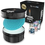 CreaTek Premium Pinselseife 50g + praktische Silikon Reinigungsmatte für tiefenwirksame Reinigung - hochwertiger Pinselreiniger Acrylfarbe, Aquarellfarbe - 100% vegane Pinsel Seife, Brush Soap