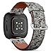 CJBROES Replacement Leather Watch Band, Compatible with Fitbit Versa 3 and Fitbit Sense of Wristband Bracelet Accessory - Distressed Textured Graphic Motif
