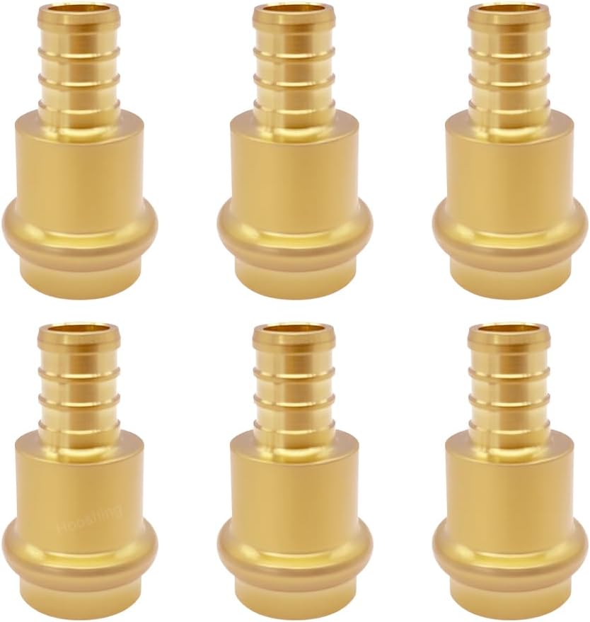Hooshing 12PCS 1/2" Press Propress x 1/2" PEX Adapter Brass Crimp Fittings Coupling Connect for Cooper to Pex B Pipe