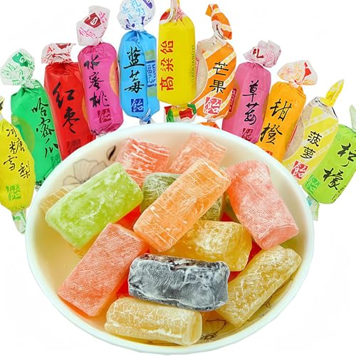 MKSDDF - 250 g de bonbons doux aux fruits - Emballage individuel - Bonbons doux emballés aux fruits - Différentes saveurs - Bonbons chinois classiques -...
