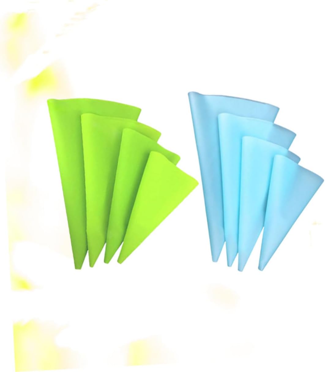 VICASKY 8Pcs Reusable Silicone Icing Piping Bags Light Green Blue Cake Decorating Tool for Precision Pastry Creations