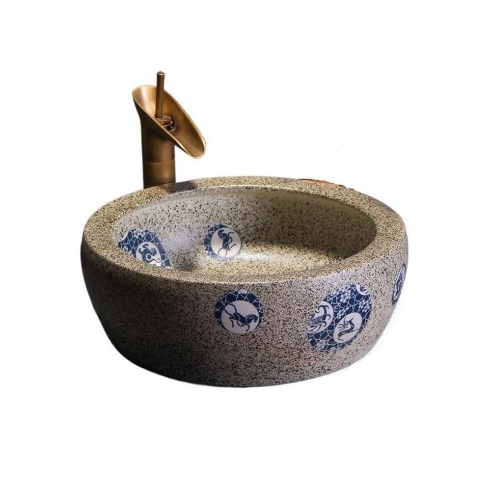 Lavabo de cerámica para balcón y terraza sobre encimera de estilo retro