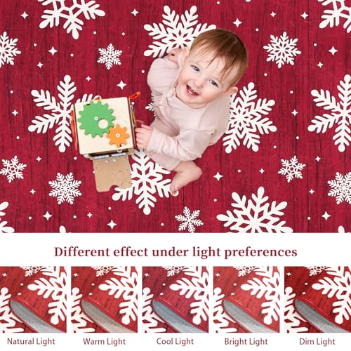 Tapete navideño rojo 182x122 cm antideslizante y lavable miniatura 6