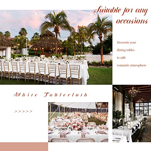 Showgeous 8 Pack White Tablecloth 60 X 102 Inch, Rectangle Table Cloth For 6 Foot Table, Wrinkle Resistant Washable Polyester Table Cover For Wedding Dining Table Buffet Parties And Camping #TOP5