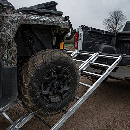 Yutrax Tx103 Silver 70-Inch Aluminum Tri-Fold Ramp, Utv Ramp/Atv Ramp/Motorcycle Ramp/Loading Ramps For Lawnmower, Snow Blower 1750Lb Capacity #TOP5