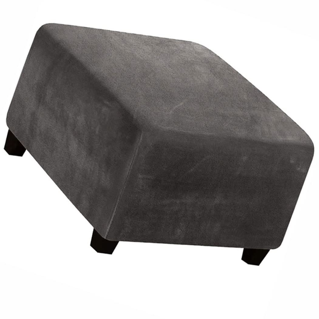 Zzdzw Dark Gray Square Ottoman Slipcover Velvet Small/Medium/Large Stretch Ottoman Cover Slipcover For Wingback Chair Stool Protector Cover/Sofa Leather Storage Footstool (Color : Size : 33-45Cm)
