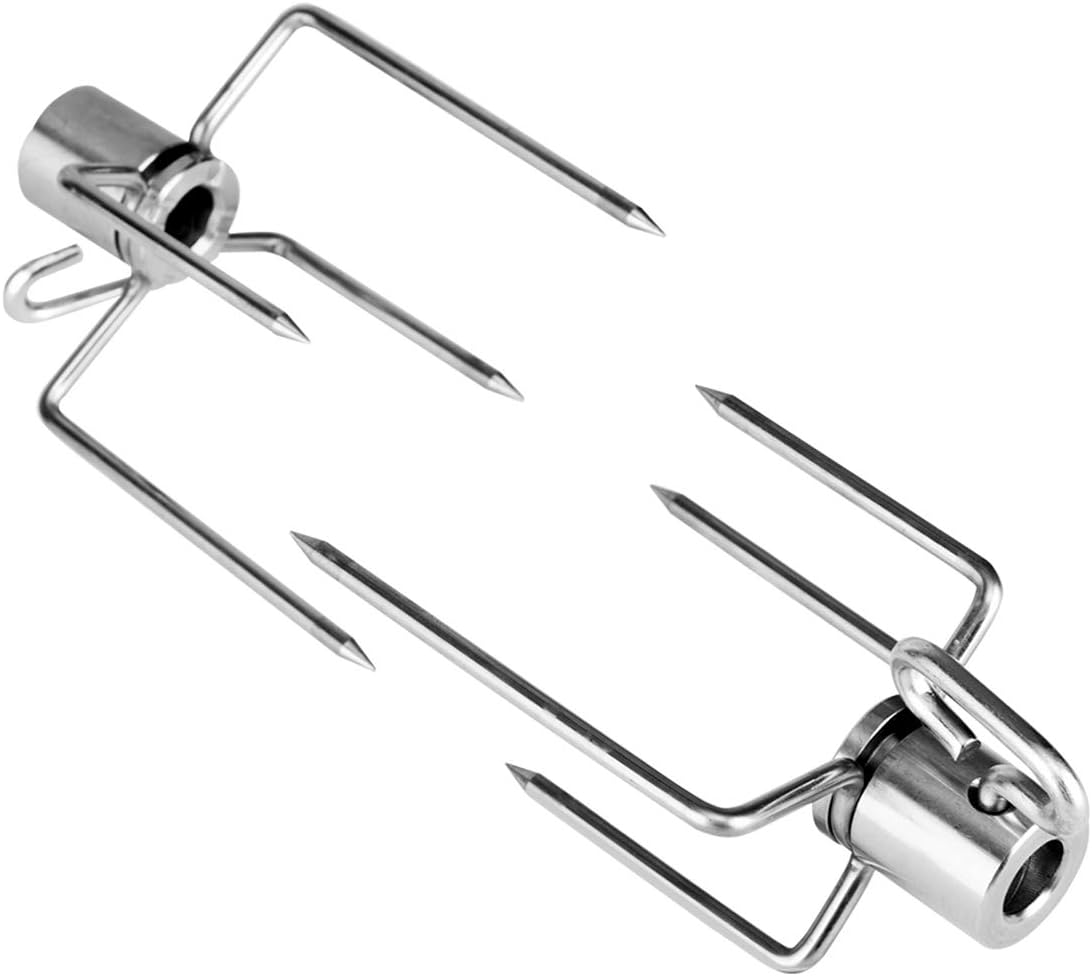 Skyflame Universal 304 Stainless Steel Rotisserie Meat Forks and Flat Spit Rotisserie Grill Basket