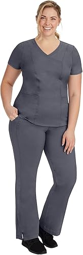 Miniatura 3 de Healing Hands Ropa quirúrgica para mujer Mock Wrap Neck Top 2 Pocket Purple Label Women's Scrub Top 2172 Jordan