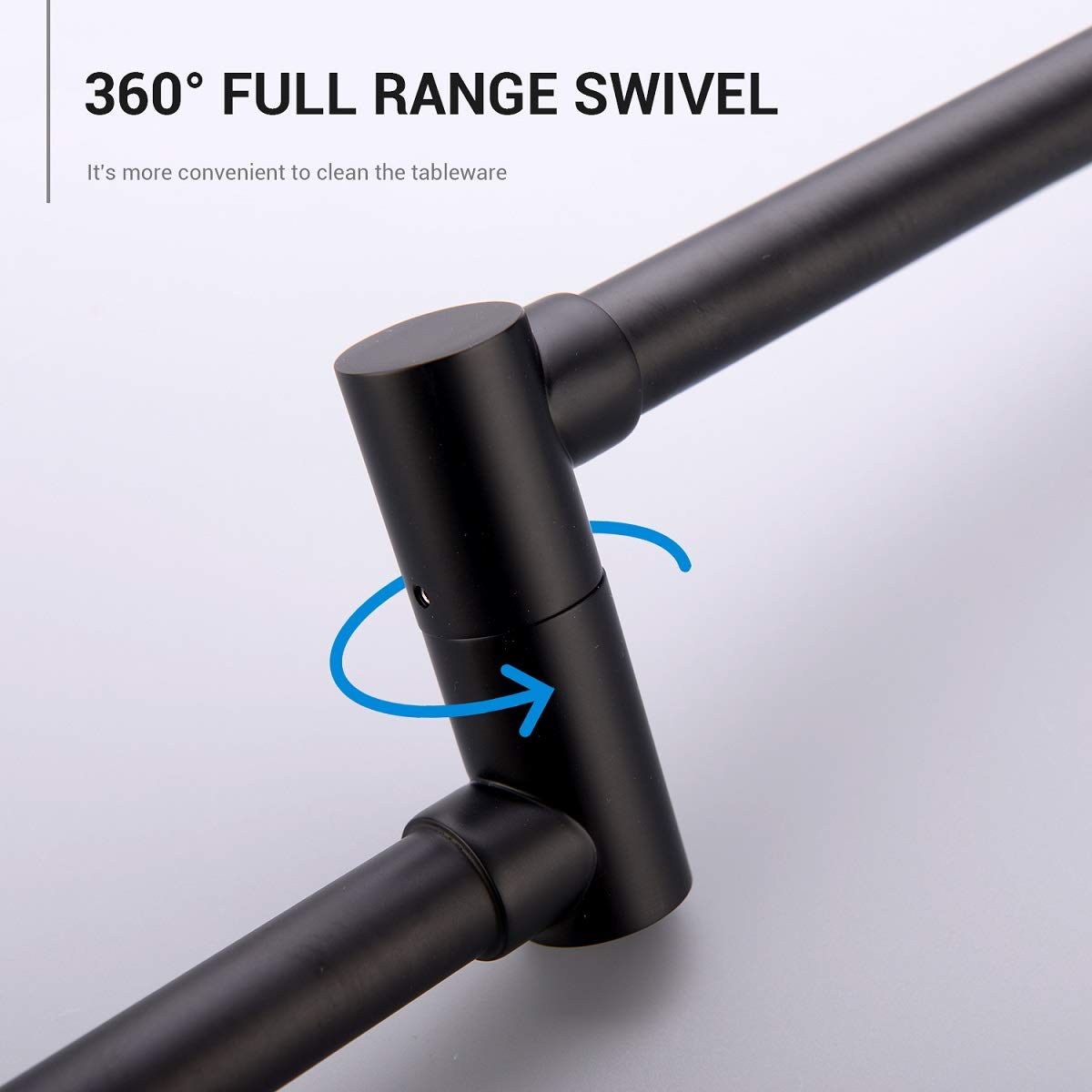 Grifo de llenado de pote KPF-13012B, montado en la pared de acero inoxidable resistente, relleno de olla de cocina con doble articulación elástica plegable brazo oscilante 2 manijas, negro mate