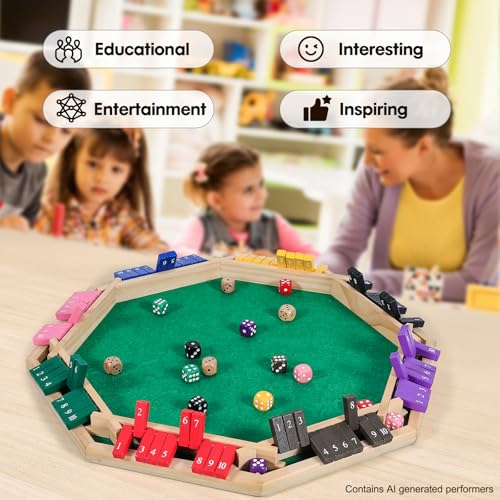 Juego Shut The Box para 2-8 jugadores de madera miniatura 4