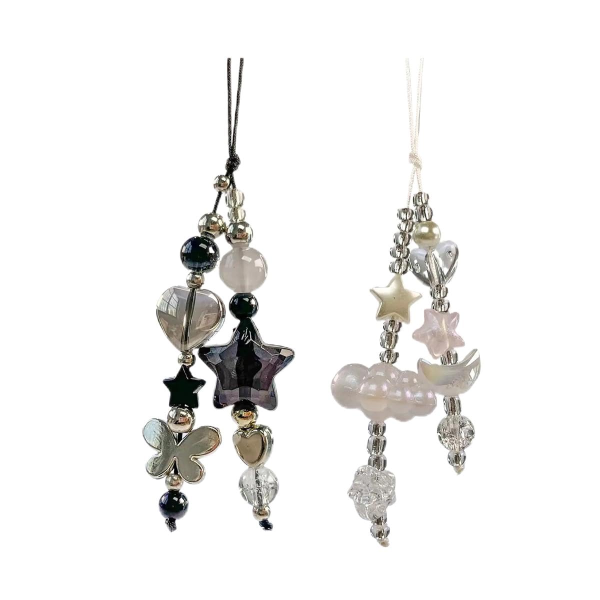 cioatu1-4PCS Cute Phone Charms Aesthetic Y2K Cell Phone Charms Strap Pink Strawberry Butterfly Star Phone Charm Y2K Accessories for Phone Bag Keychain Airpods Camera Pendants Decor