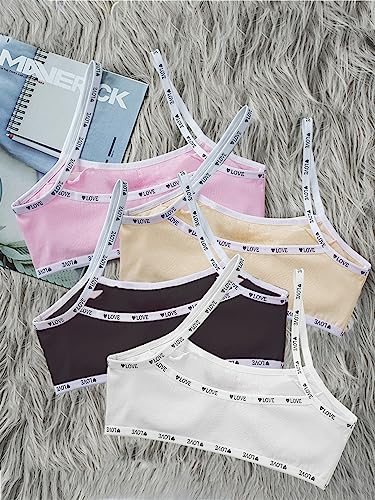 OYOANGLE Pacote com 4 sutiãs femininos com estampa gráfica de letras e alças finas sutiãs esportivos