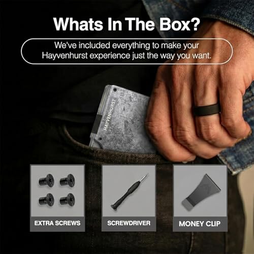 Image of Hayvenhurst Wallet for Men - Slim RFID Blocking Metal Wallet with Money Clip, Minimalist Front Pocket Credit Card Holder, Small Mens Wallet