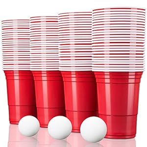 TRESKO® rode partybekers 250 stuks | beer pong party cups | 473 ml (16 oz) | bierpong bekers extra sterk | plastic bekers kunststof bekers kamperen