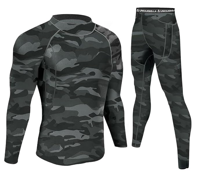 UNIQUEBELLA Thermo unterwäsche Set, Funktionswäsche Herren Skiunterwäsche Winter Suit Ski Thermo-Unterwäsche Thermowäsche Unterhemd + Unterhose
