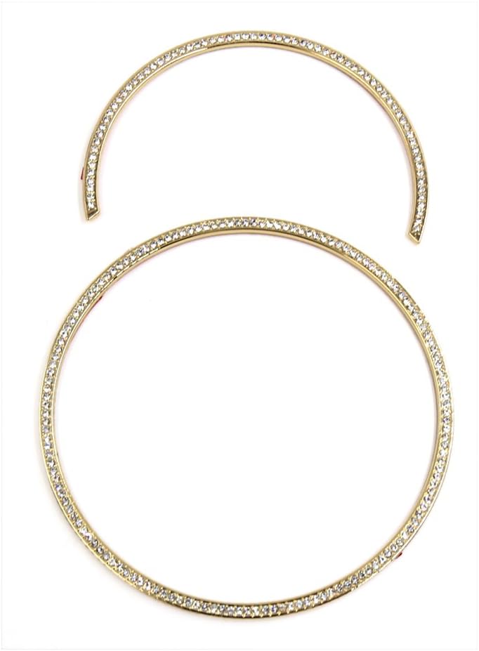 Ruilogod 2 in 1 Gold Tone Car Instrument Panel Decor Ring Kit for Mini F55 F56 F54