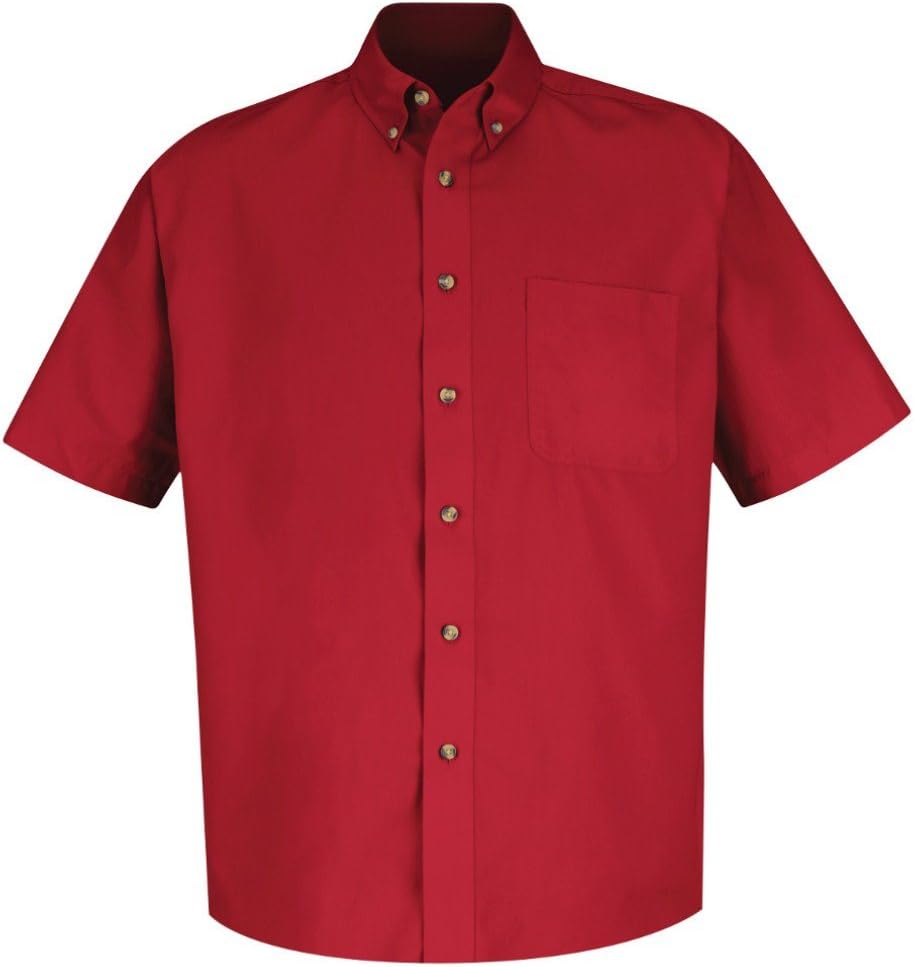 Lee Men's Meridian Performance Twill Shirt Red 5.0oz Short Sleeve