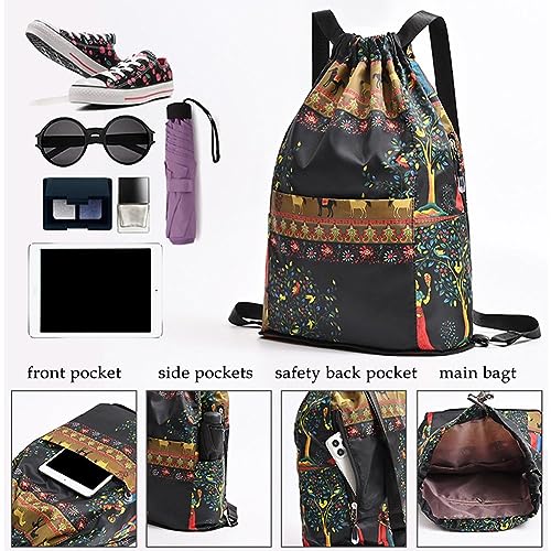 2023 New Drawstring Foldable Large Capacity Dry-wet Separation Travel Sports Backpack, Printing Waterproof Drawstring Bag3