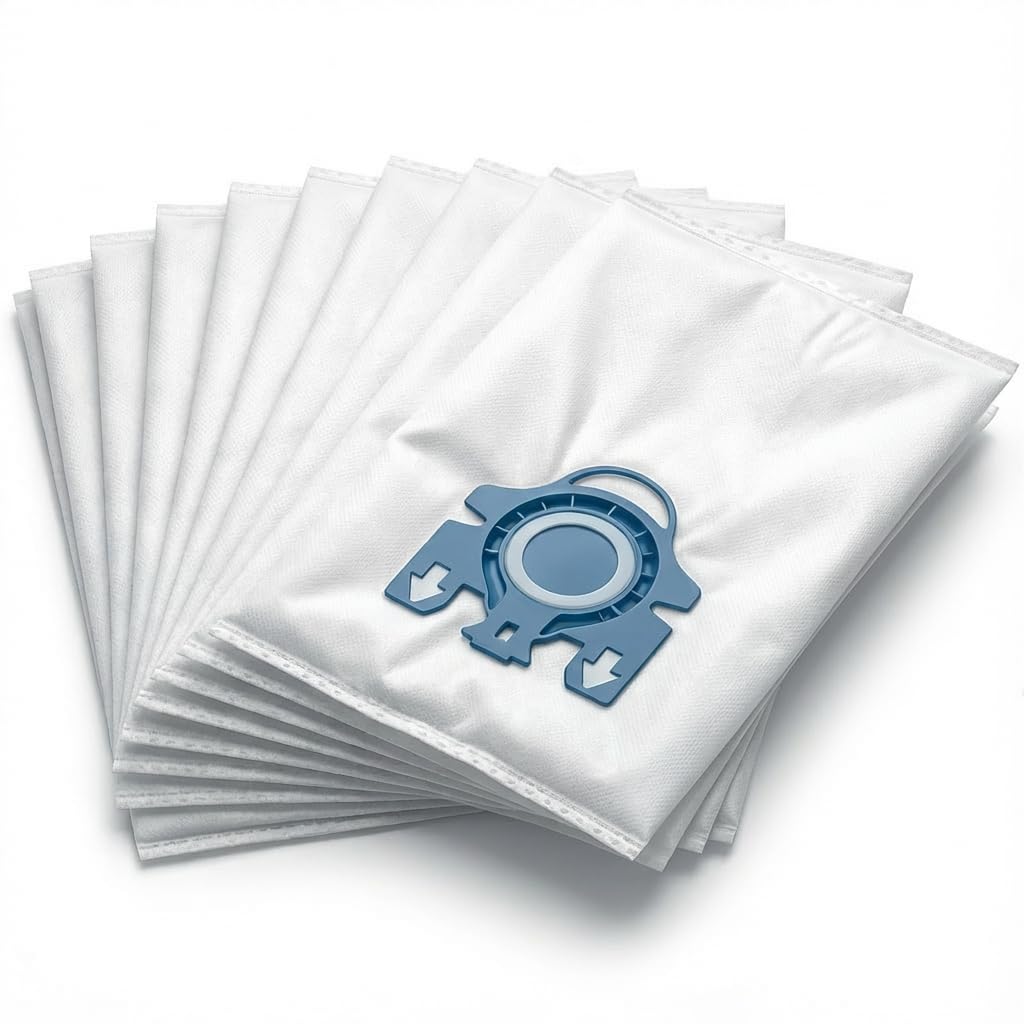 10 Pack Miele 9917730 3D Efficiency HyClean Pue GN Hoover Bags, Compatible with Miele Classic C1, Complete C2, Complete C3, S2000, S5000, Cat&Dog, Comfort XL, Junior, Multi-Layer Non-Woven Fabric
