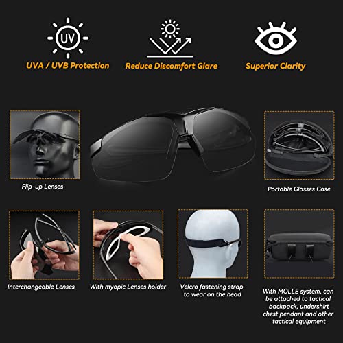 Yzpacc Shooting Glasses Protective Eyewear Airsoft Goggle with 3 Interchangeable Anti Fog Lenses for Men Women Eye Protection for Shooting Range Hunting Safety Unisex with Myopic Eyewear Holder - Image 4