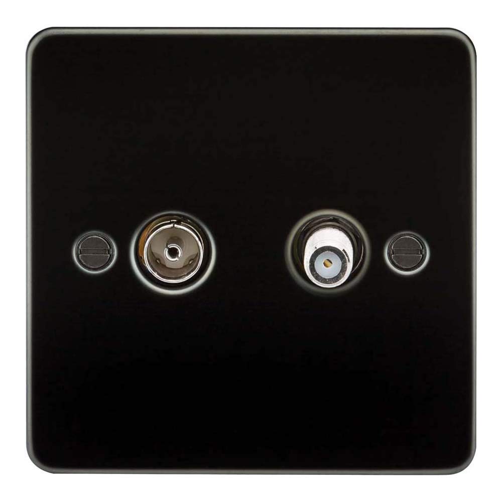 Knightsbridge FP0140GM FPAV0140GM Flat Plate Sat Tv Outlet (Isolated) -Gunmetal, 230 V
