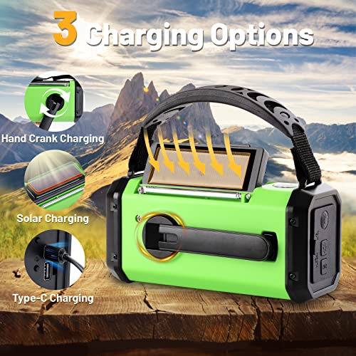 Image of Aivica Emergency Hand Crank Radio with 10000mAh /37000mWh Battery Backup, AM FM NOAA Weather Radio, Type-C Charge,Solar Radio,SOS, 3 Modes LED Flashlight，Reading Lamp, Compass for Outdoor Survival