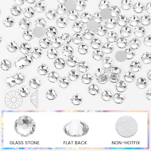 Image of Novani Rhinestones 1440pcs SS10 Glass Rhinestones Crystal Flatback Gemstones for Crafts Nails Makeup Bags and Shoes Decoration(SS10, Crystal Clear)