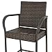 SUPER DEAL Upgraded Wicker Bar Stool Chairs Outdoor Backyard Rattan Chair w/Iron Frame, Armrest and Footrest (2)