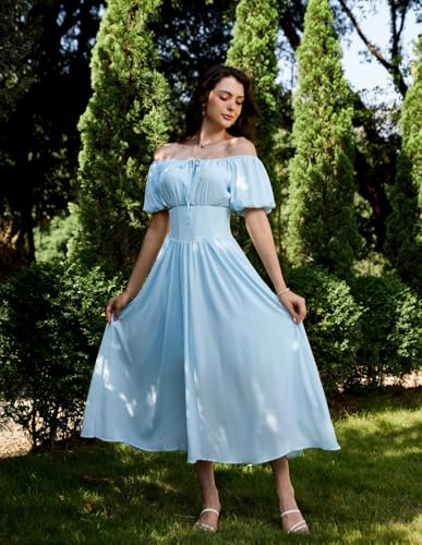 Scarlet Darkness Corset Dress for Women Puff Sleeve Off Shoulder Cottagecore Boho Renaissance Dress with Pockets2