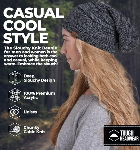 Image of Tough Headwear Slouchy Oversized Beanie Hat - Warm Winter Hats for Women - Stretch Fit Mens Beanie