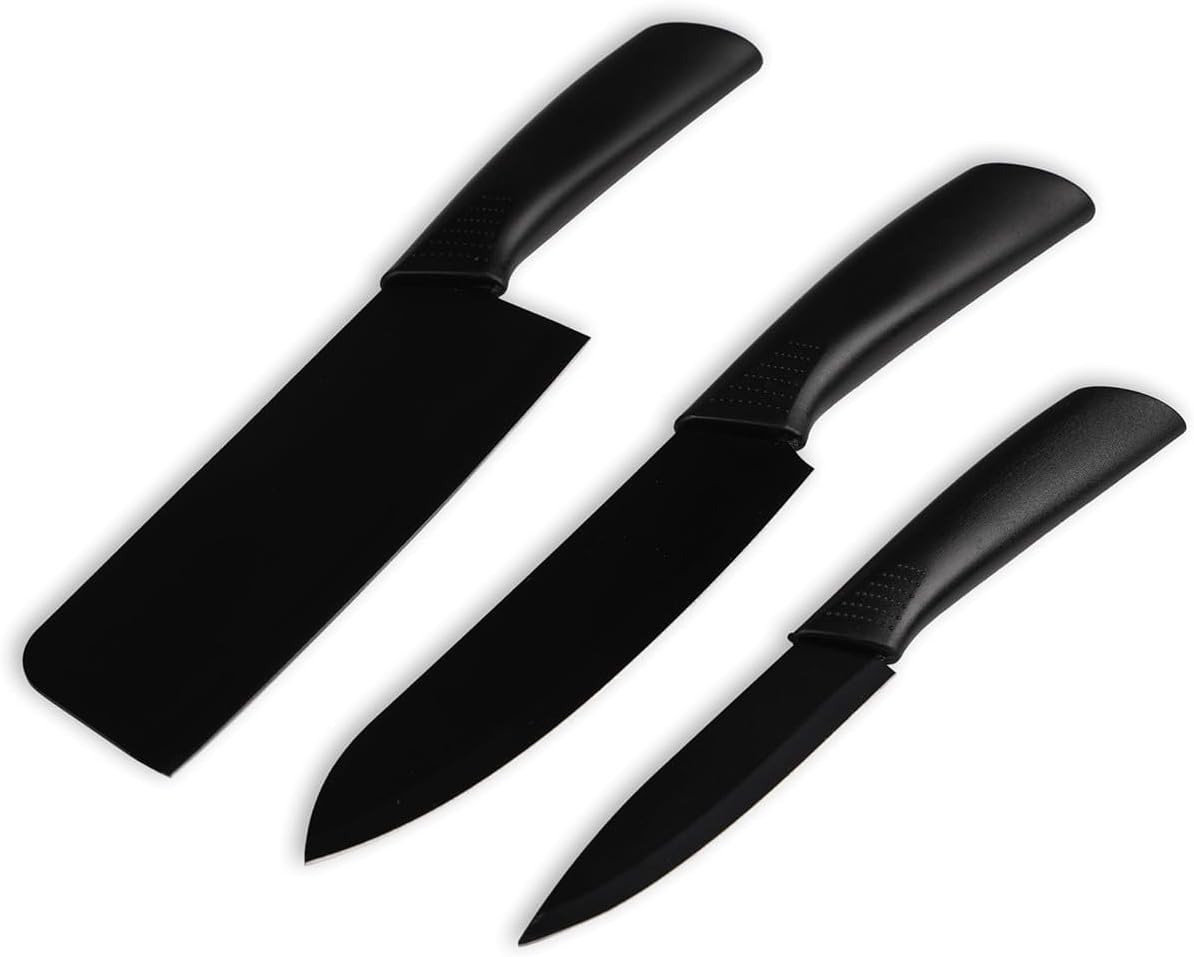 Set of 3 Knife Set with Knife Cover | Stainless Steel Professional Kitchen Knife Set, Meat Knife, Chef's Knife with Non-Slip Handle Sharp Manual Sharpening for Home Kitchen and Restaurant 3 Piece Set