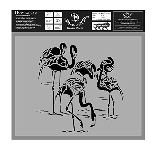 Kayra Decor Reusable Flamingos-Lores Painting Stencils For Art And Craft,Walls,Floor,Tiles,Furniture,Painting Canvas Art,T-Shirt, Cookie & Cake Decoration,Drawing Stencils For Rs. 16 @ 96 %