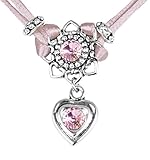 LUISIA® Halskette Chiara mit Herzblüte, Strassherz und Kristallen von Swarovski® - Altrosa