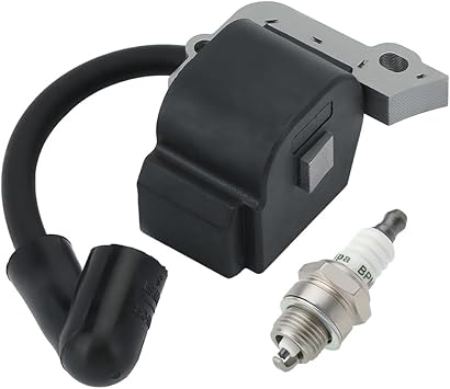 4140 400 1308 Ignition Coil Module with Spark Plug Fit for Stihl FS38 FS46 FS45 FS55 FC55 HL45 HS45 MM55 Edger Trimmer Brushcutter Replace# 41404001307, 4140-400-1300 1309 1311