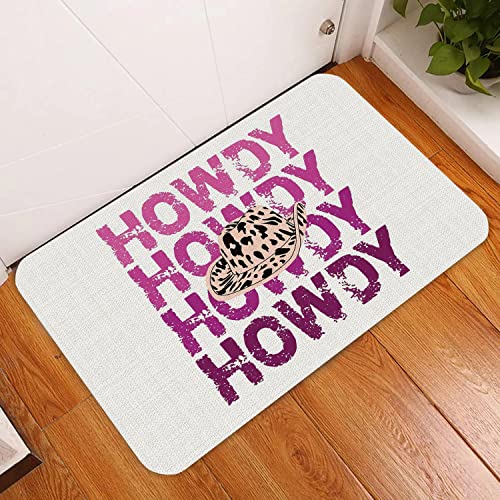 Uinhmop Pink Purple Howdy Cowboy Hat Preppy Decorative Doormat 17 ×30 Inch Welcome Floor Mats,Western Preppy Decor For Home Girls Room Dorm Outdoors Indoor Entryway,Teen Girls Gifts #TOP2