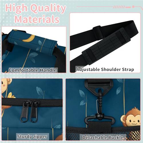 Monkey Banana Green Travel Duffel Bag Weekender Overnight Bags for Women Men Foldable Waterproof Tote Bag with Trolley Sleeve3