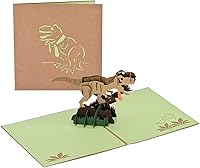 Vista 3 de Tarjeta desplegable con diseño de dinosaurio, tarjetas de cumpleaños 3D hechas a mano para hija, hijo, sobrino, sobrina, niños en cualquier ocasión
