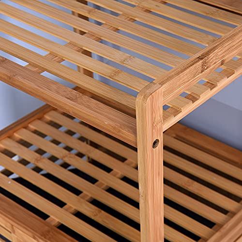 Ssline Bamboo Laundry Hamper Cabinet Organizer Floor Stand Bathroom Storage Shelf Cabinet With Tilt Out Laundry Basket Dirty Clothes Bag For Laundry Room Bathroom Bedroom Closet #TOP5