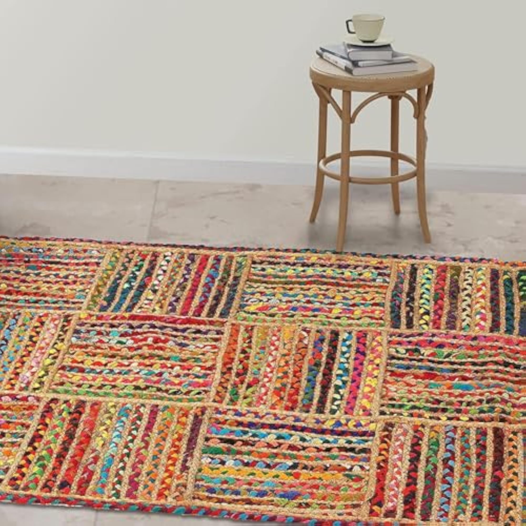 Jute Braided Reversible Hand Woven Rectangular Rug Carpet Mat