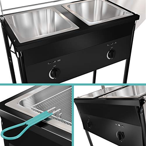 Bioexcel Taco Cart Two Tank Outdoor Deep Fryer-Compatible with Propane Gas Tanks-Regulating Nobs-Propane Deep Fryer with two Baskets & Stainless Steel Oil Tank - Thumbnail 3