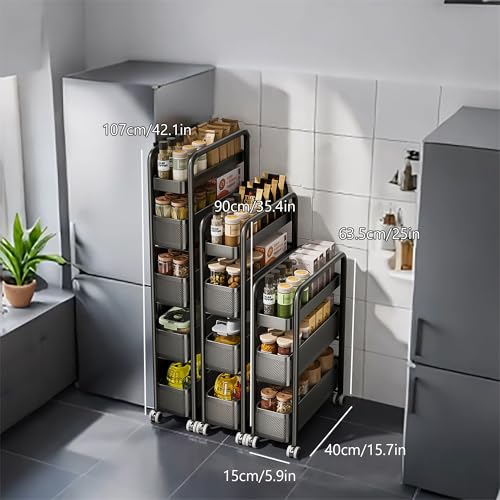 Cupboard Gadgets wąski wózek do przechowywania w łazience i kuchni – oszczędzający miejsce organizer z 3-5 poziomami do małych pomieszczeń