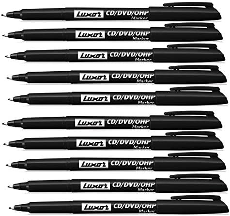 GROSSē 10 X FINE TIP PERMANENT MARKER PENS BLACK COLOR CD/DVD Pen Marker