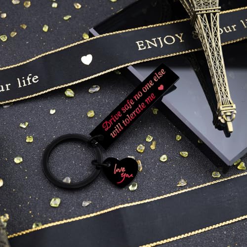 Image of isiyu Fathers Gifts Drive Safe Keychain for Him Birthday Gifts for Husband Love Gift for Wife Girlfriend Men Keychain from Family I Love You Unique Gift