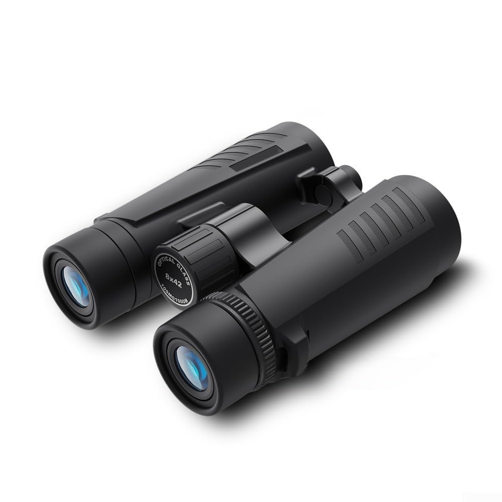 Binocolo professionale dotato di prismi Bak4 e obiettivo grandangolare per escursionismo, bird watching, campeggio, viaggi, attività all'aperto, colore nero e verde, 8 x 42 (10 x 42 verde)
