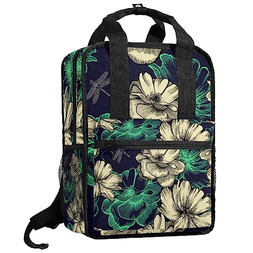 Sac à dos motif roses et libellules multicolore pour filles et garçons de 35.5 cm