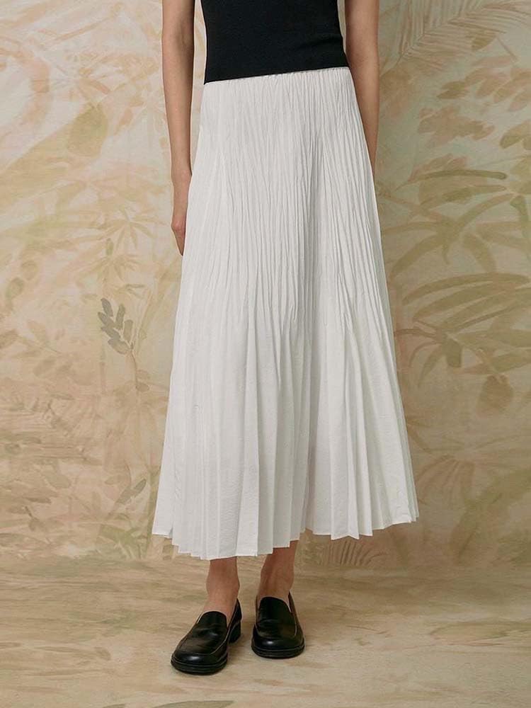Women's A Line High Waisted Midi Skirt